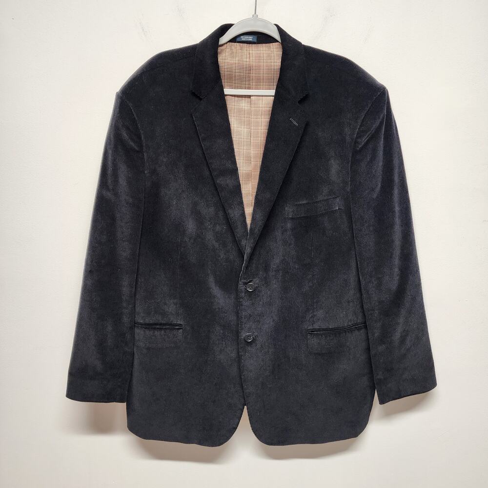 Saddlebred Corduroy Blazer Mens 52R Black 2 Button Academia Professor Teacher